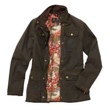 Barbour Waxed Cotton With William Morris Print Lining Swoon Utility Jacket Olive Jackets Barbour Clothing
