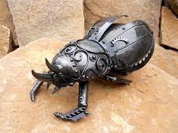 Metal Sculpture Beetle Mechanical Beetle Figurine Art Etsy Metal Sculpture Beetle Art Metal Tree Wall Art