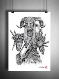 The Faun From Pan S Labyrinth Illustrated Giclee Print Etsy Faun Hand Illustration Illustration