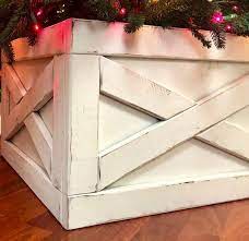 Farmhouse Christmas Tree Box Skirt Etsy Christmas Tree Box Homemade Christmas Tree Christmas Tree Decorations Diy