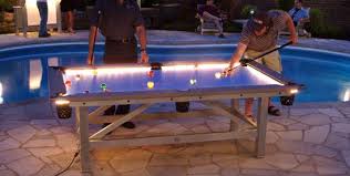 Outdoor Pool Table Features Built In Lighting For Nighttime Play Outdoor Pool Table Outdoor Pool Residential Pool