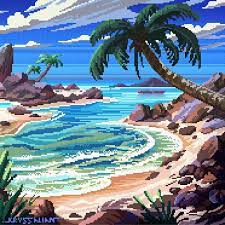 Beach Tropical Island Sea Pixelart 8bit Pixel Art Pixel Retro Wallpaper