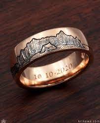 Mountain Camper Wedding Band In Rose Gold Wedding Bands Wedding Band And Engagement Ring Mens Outdoor Wedding