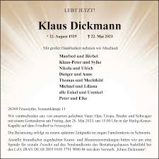 Traueranzeigen von Klaus Dickmann