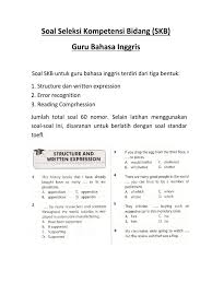 Download soal cpns 2018 dan pembahasannya pdf. Soal Skb Cpns Guru Bahasa Inggris Cpns Pdf