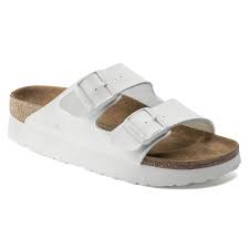 Birkenstock Arizona White Leather Two Strap Sandals Arizona Birko Flor White In 2020 Two Strap Sandals Popular Sandals Vegan Leather Sandal