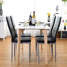 Giantex Set of 4 PU Leather Dining Side Chairs with Padded Seat Foot C