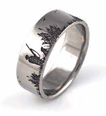Men S Titanium Duck Hunting Scene Wedding Ring Hunting Ring Hunting Wedding Rings Duck Hunting Ring