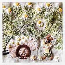 カモミールジャングル もじゃもじゃ ししゅう chamomile カモミール 刺繍 オリジナル刺繍 embroidery handembroidery handembroidered floweremb embroidery designs needlework embroidery