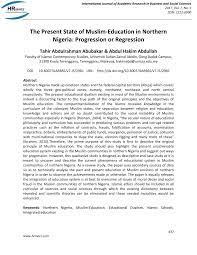 Pdf The Present State Of Muslim Education In Northern Nigeria Progression Or Regression