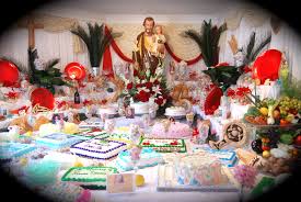 Beautiful St Joseph Altar Displayed In Catholic Home Cakes Are In Honor Of Deceased Loved Ones Photo By Christie Bourg St Joseph Feast Day St Joseph Joseph