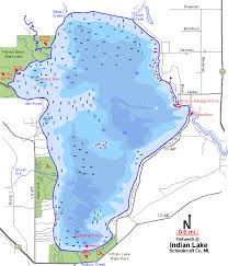 Indian Lake Map Schoolcraft County Michigan Fishing Michigan