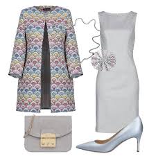 Abito lungo di colore blu/grigio. Abito Tubino Grigio Perla Senza Maniche Cappottino Multicolor Senza Bottoni Decollete Azzurro Metallizzato Abiti Alla Moda Abbigliamento Chic Stile Di Moda