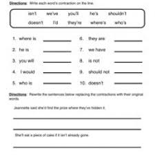 Contractions Worksheet 1 Contraction Worksheet Punctuation Worksheets Grammar Worksheets