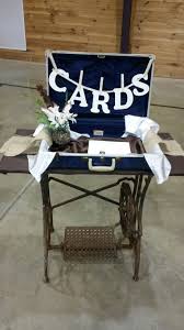 Card Table With Old Sewing Machine Base And Samsonite Suitcase With Images 50th Anniversary Celebration Old Sewing Machines Table Cards