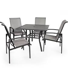 Barton 5 Piece Outdoor Dining Set Square Patio Table Mesh Dining Chair Yard Patio Furniture Click Image To Review Square Patio Table Patio Set Outdoor Chairs