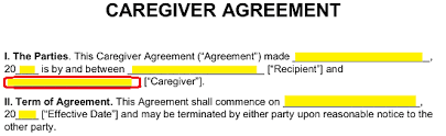 The caregiver can be a personal friend or family member, and determining the patient's condition, is recommended to be a licensed nurse. Free Caregiver Agreement Template Pdf Word Eforms