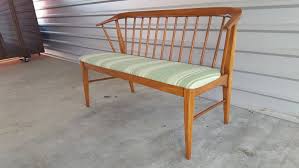 67 l dining bench mid century inspired hand crafted solid walnut modern base. Vintage Mid Century Spindle Dining Bench Entry Way Bench Seat Bedroom Bench Uphols Modern Furniture Living Room Modern White Living Room Modern Bench Seat
