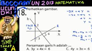 Un Smp 2017 Matematika Bocoran Prediksi Ucun Dki Tahap I A No 18 Persamaan Garis Tegaklurus Youtube