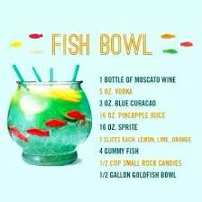 Fishbowl Alcoholic Beverage Vodka Moscato Blue Curacao Pineapple Juice Sprite Creative Alcoholic Drinks Bowl Cocktails Drinks