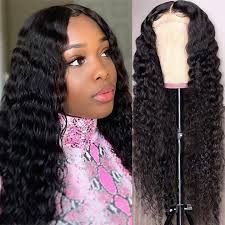 Angie Queen 4*4 Lace Closure Wigs Indian Deep Wave Human Hair Wigs 180
