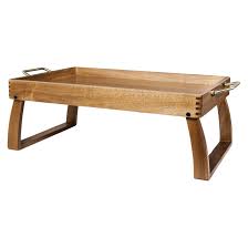 Take Breakfast In Bed Up A Notch With The Charming Threshold Acacia Bed Tray This Stylish Serving Tray Features Metal Side Hand Bed Tray Bed Tray Diy Diy Tray