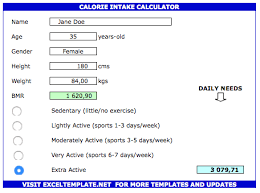 calorie tracker spreadsheet