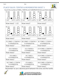 Decimal Place Value Worksheets 4th Grade