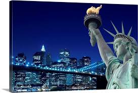 Posthumously famous for her sonnet, the new colossus, which is engraved on the base of. Brooklyn Bridge And The Statue Of Liberty At Night New York City Wall Art Canvas Prints Framed Prints Wall Peels Great Big Canvas