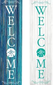 Wooden beach signs are popular in beach homes because you can find all sorts of styles. Vertical Wood Plank Welcome Signs With A Coastal Beach Sea Life Theme Shop Diy Coastal Decor Ideas Interior Design Diy Shopping