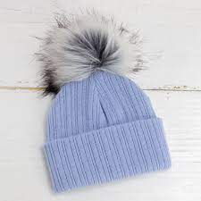 Luxury Blue Baby Fur Pom Hat Heavensent Baby Gifts