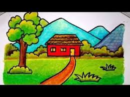 29 Gambar Lukisan Pemandangan Kampung Lukisan Rumah Kampung Simple Cikimm Com Download Jual Lukisan Pemandangan Kam Di 2020 Cara Menggambar Drawing Lessons Krayon