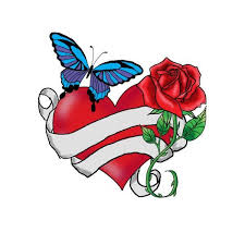 And as you can se we have finally choosen a name xd. Heart Rose And Blue Butterfly With Banner Tatsnaps Com Cancer Ribbon Tattoos Rose Stencil Feather Drawing