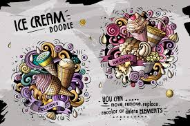 Available instantly on compatible devices. 8 Ice Cream Cartoon Doodle Compositions In Illustrations On Yellow Images Creative Store