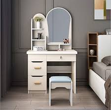 Hdzww Vanity Table Makeup Dressing Table Bedroom Vanity Set W Cushioned Stool 2 Drawers Women Girls Kids In 2020 Bedroom Vanity Set Small Vanity Table Bedroom Vanity