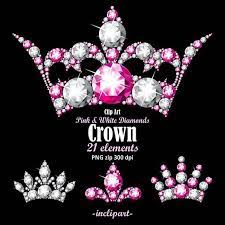 Diamond Crown Clipart Png Format Pink And White Diamond Rhinestone Crown Clip Art Ladies Party Clipart Instant Download Business Use Crown Clip Art Clip Art Diamond Crown