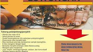 Loker di grogol lulusan smp. Lowongan Kerja Admin Olshop Tukang Pola Potong Jahit Dan Helper Langitjua Collection Sukoharjo Loker Swasta