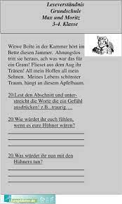 Klasse zum ausdrucken die so gestaltet sind dass schüler die richtigkeit der aufgaben selbst kontrollieren können sind dabei optimal. Leseverstandnis Grundschule Max Und Moritz 3 4 Klasse Pdf Kostenfreier Download
