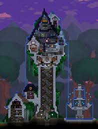 Mage Tower For My Oc Crazy To Think That I First Built This Almost Two Years Ago Terraria Terraria House Ideas Terraria House Design Terrarium
