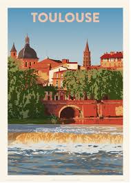 Toulouse St Sernin Travel Poster Affiche Vintage Gazelle Productions Affiche Vintage Affiches De Voyage Retro Affiche De Voyage