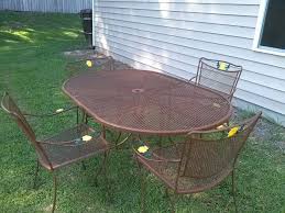 Got It Free From Craigslist And Our Look New Patio Table Chairs After It Was Re Painted Looks Great Patio Table Table Chairs Outdoor Tables