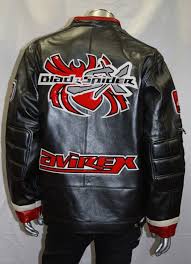 Avirex Black Metallic Spider Leather Jacket Jackets