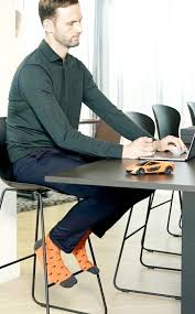 Without Shoes At Office In 2020 Patterned Socks Stylish Men Cool Socks