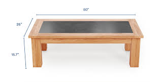 Height the standard coffee table height is between 16 and 18, however, we recommend choosing a coffee table height that pairs well with your sofa. Teak Outdoor Coffee Table Concrete Inlay Outer