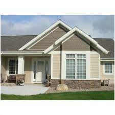 Choosing a good exterior paint is an important consideration to make. Horizontal Planks Are Sherwin Williams Balanced Beige Sw7037 And The Shakes Are Sherwin Willi House Paint Exterior Exterior House Colors Exterior House Color