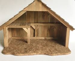 Vintage Wood Stable Nativity Creche Wooden Christmas Decor Wooden Christmas Crafts Nativity Stable Nativity Creche