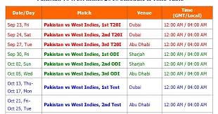 See pakistan cricket schedule for all upcoming t20, odi and test matches along with date, match timings, ground details and more on mykhel. Pakistan Vs West Indies 2016 Schedule Time Table Learn New Things