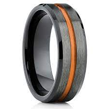 Gunmetal Tungsten Wedding Ring Orange Tungsten Ring Black Tungsten Ring Brush Wolfram Eheringe Ringe Engagement Ringe