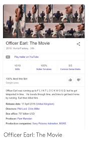 But that still makes them nearly. More Images Officer Earl The Movie 2019 Horrorfantasy 24h Play Trailer On Youtube 100 55 Common Sense Media 1010 Imdb Rotten Tomatoes 100 Liked This Film Google Users Officer Earl Was Running