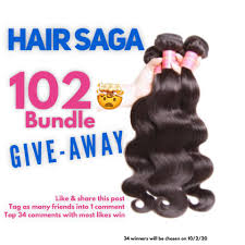 We are giving away 102 bundles ❗️🤯 to 34 of our followers, here's how you  can win ⬇️ SHARE & get these DEALS @ 📍Hair saga 🛍 Simply follow these 2  steps ⁣ •